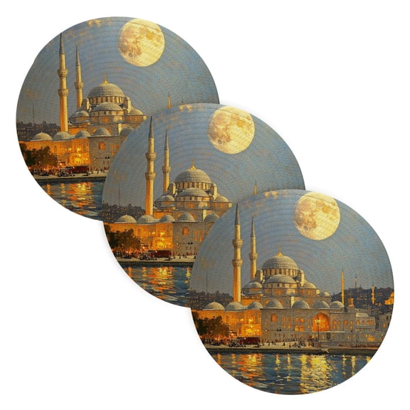 BZSMCE Mats for Pots,Pans Place The Castle by Night Simple Style Pattern Pot Mats
