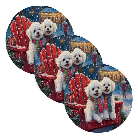 BZSMCE Mats for Pots,Pans Place Two Dogs in Winter Scene Simple Style Pattern Pot Mats
