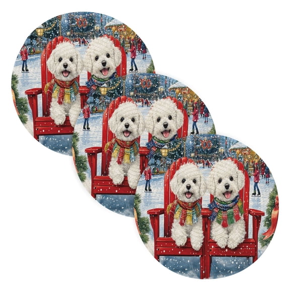 BZSMCE Mats for Pots,Pans Place Two Dogs in Winter_scene Simple Style Pattern Pot Mats