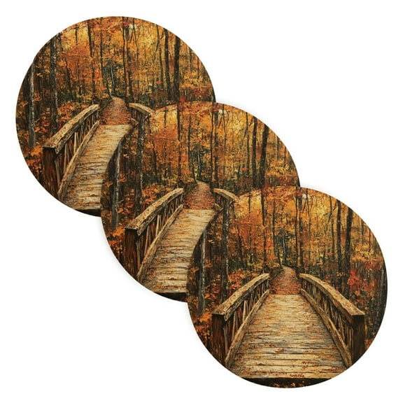 BZSMCE Mats for Pots,Pans Place Wooden Bridge Simple Style Pattern Pot Mats