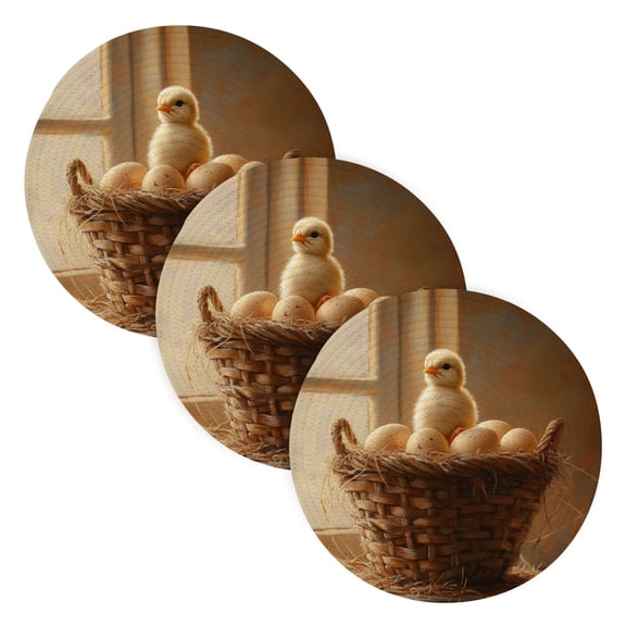 BZSMCE Mats for Pots,Pans Place Yellow Feather Chicken Baby Simple Style Pattern Pot Mats