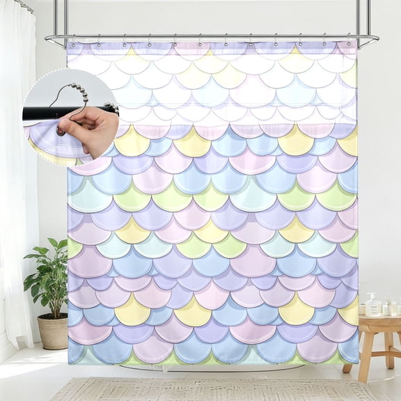 BZSMCE Mermaid Scales Pattern Pattern Bathroom Shower Curtain Set with Hooks Waterproof Double Layer Fabric 7278 Inch