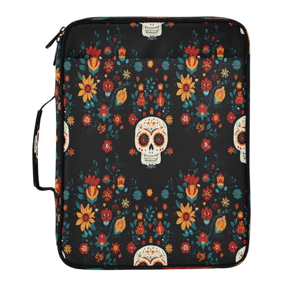 BZSMCE Mexican Skull Pattern Pattern Water-Resistant Filing Folder Binder Organizer Keeper 1.2 Inch 3-Ring 7-Pocket Expanding File