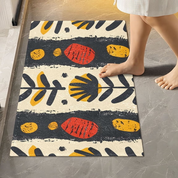 BZSMCE Minimalist African Themed Background Pattern 2-Piece Non-Slip Absorbent Bathroom Rug Set, Soft Bath Mat & Toilet Rug