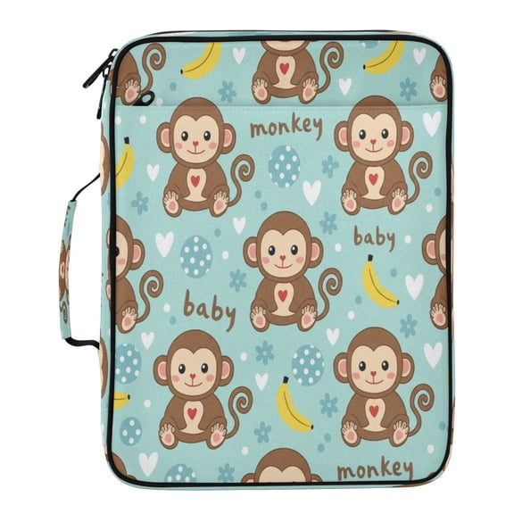 BZSMCE Monkey Bananas Pattern Water-Resistant Filing Folder Binder Organizer Keeper 1.2 Inch 3-Ring 7-Pocket Expanding File
