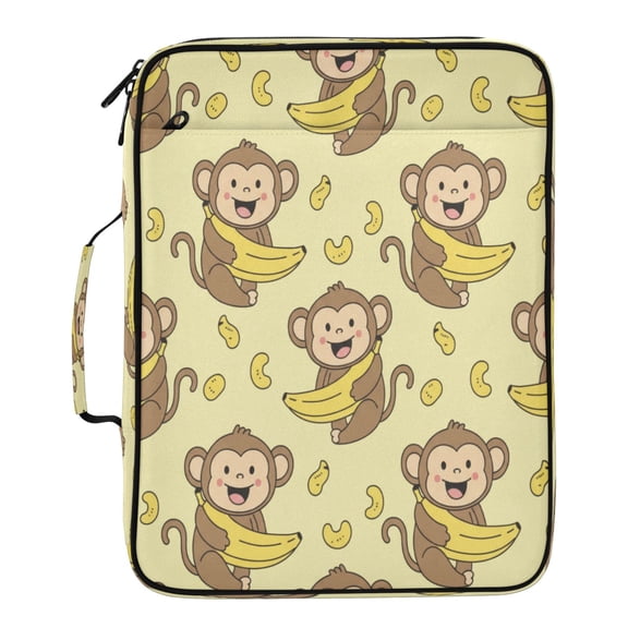 BZSMCE Monkey Bananas Pattern Water-Resistant Filing Folder Binder Organizer Keeper 1.2 Inch 3-Ring 7-Pocket Expanding File