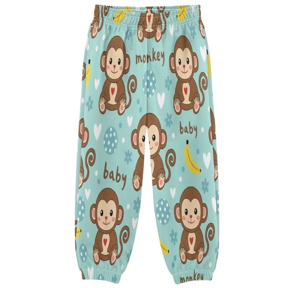 BZSMCE Monkey Bananas Print Elastic Waist Jogger Pants Lightweight Wind Resistant Casual Athletic Trousers with Cuffed Ankles & Side Pockets