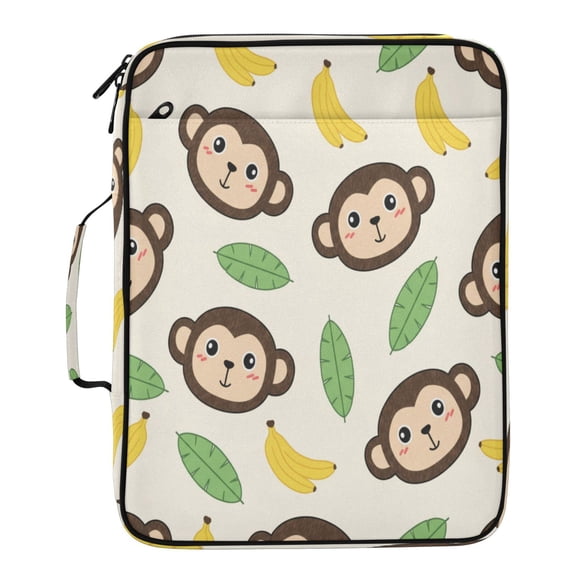 BZSMCE Monkey with Banana and Leaves Pattern Water-Resistant Filing Folder Binder Organizer Keeper 1.2 Inch 3-Ring 7-Pocket Expanding File