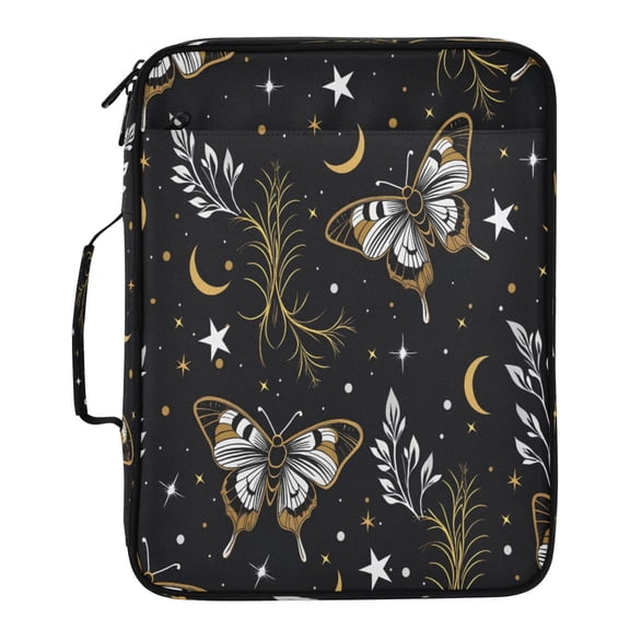 BZSMCE Moth Moon Pattern Water-Resistant Filing Folder Binder Organizer Keeper 1.2 Inch 3-Ring 7-Pocket Expanding File