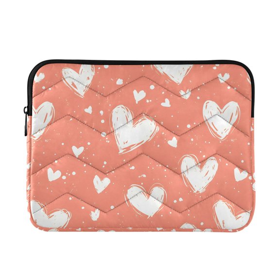 BZSMCE Multi-Layer Padded Love Heart White Pattern Laptop Sleeve Waterproof Shock Resistant Notebook Case for 13/14/15/16 Inch Laptops Office Slim Portable Computer Pouch