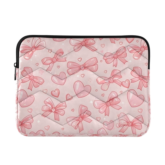 BZSMCE Multi-Layer Padded Pink Bow Heart Pattern Laptop Sleeve Waterproof Shock Resistant Notebook Case for 13/14/15/16 Inch Laptops Office Slim Portable Computer Pouch