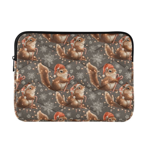 BZSMCE Multi-Layer Padded Snowflake Squirrel Lamp Pattern Laptop Sleeve Waterproof Shock Resistant Notebook Case for 13/14/15/16 Inch Laptops Office Slim Portable Computer Pouch
