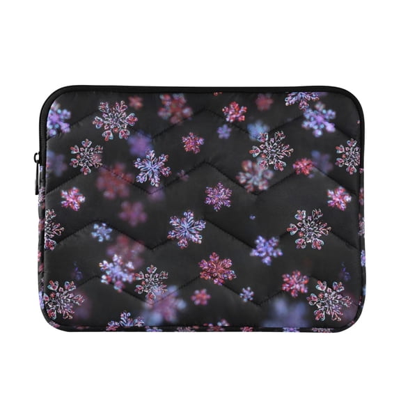 BZSMCE Multi-Layer Padded Snowflakes Black Background Pattern Laptop Sleeve Waterproof Shock Resistant Notebook Case for 13/14/15/16 Inch Laptops Office Slim Portable Computer Pouch