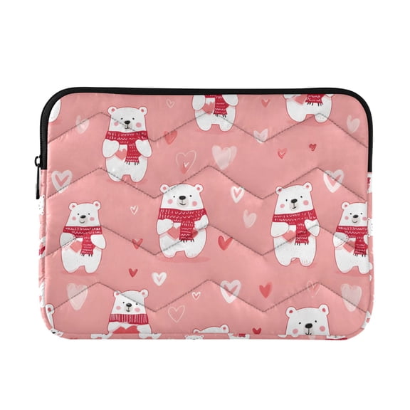 BZSMCE Multi-Layer Padded White Bear Scarf Pattern Laptop Sleeve Waterproof Shock Resistant Notebook Case for 13/14/15/16 Inch Laptops Office Slim Portable Computer Pouch
