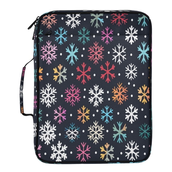 BZSMCE Multicolored Snowflakes Pattern Pattern Water-Resistant Filing Folder Binder Organizer Keeper 1.2 Inch 3-Ring 7-Pocket Expanding File