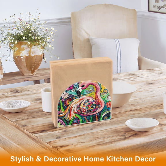BZSMCE Napkin Holder Creative Flamingo in A Garden Of Colors Pattern Classic Napkin Holders