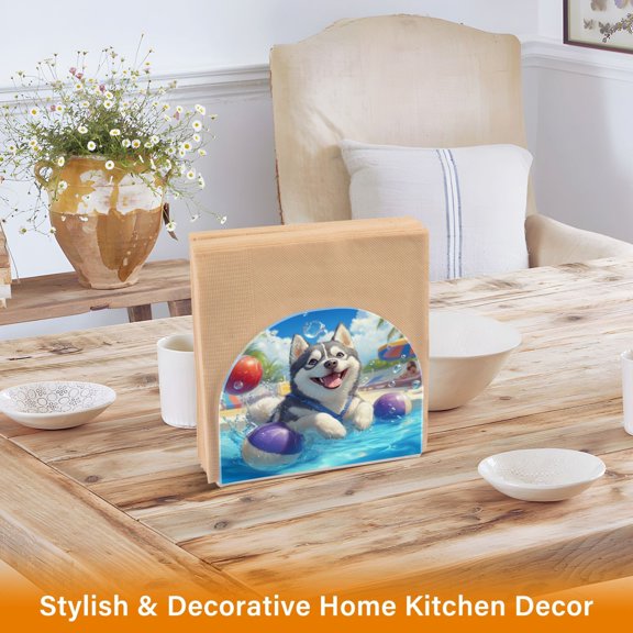 BZSMCE Napkin Holder Creative Husky's Splashing Good Time Pattern Classic Napkin Holders