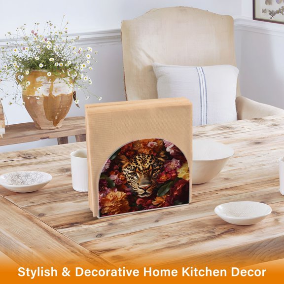 BZSMCE Napkin Holder Creative Leopard in Bloom Pattern Classic Napkin Holders