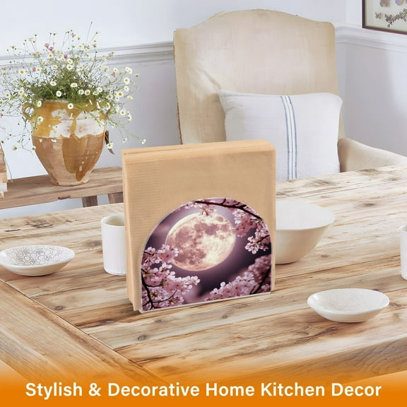 BZSMCE Napkin Holder Creative Moonlit Cherry Pattern Classic Napkin Holders