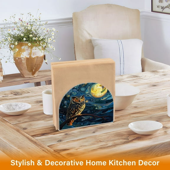 BZSMCE Napkin Holder Creative Nocturnal Wisdom Pattern Classic Napkin Holders