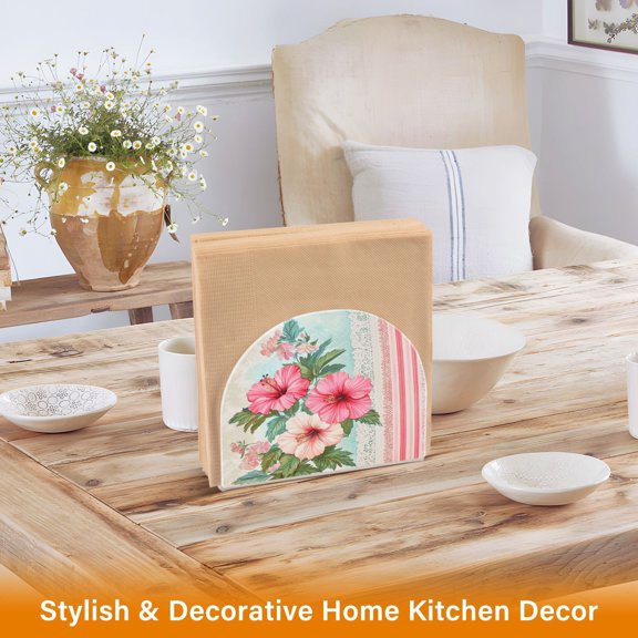 BZSMCE Napkin Holder Creative Pink Hibiscus Delight Pattern Classic Napkin Holders