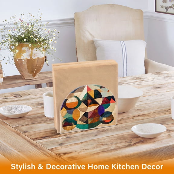 BZSMCE Napkin holder Creative Design Circles and Triangles Pattern Classic Napkin Holders for Tables, Dining Table Napkin Holders for Kitchen