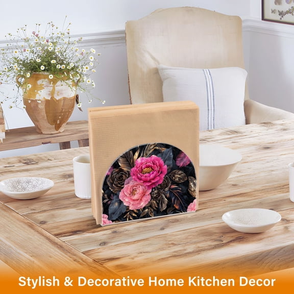 BZSMCE Napkin holder Creative Forals Bloom Pattern Classic Napkin Holders for Tables, Dining Table Napkin Holders for Kitchen