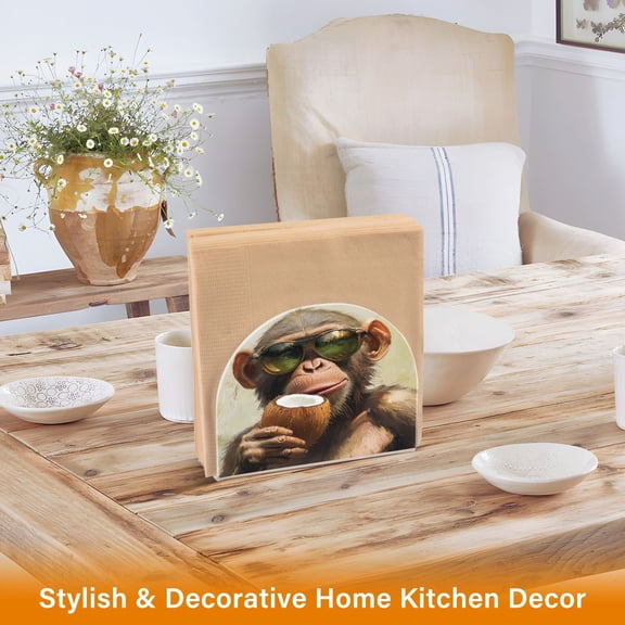 BZSMCE Napkin holder Creative Monkey Drinking Coconut Classic Napkin Holders for Tables, Dining Table Napkin Holders for Kitchen