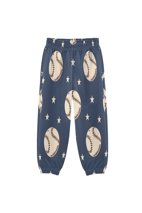 BZSMCE Navy Baseball Stars Pattern Print Elastic Waist Jogger Pants Lightweight Wind Resistant Casual Athletic Trousers with Cuffed Ankles & Side Pockets