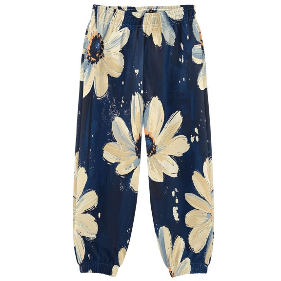 BZSMCE Navydaisysplash Pattern Print Elastic Waist Jogger Pants Lightweight Wind Resistant Casual Athletic Trousers with Cuffed Ankles & Side Pockets