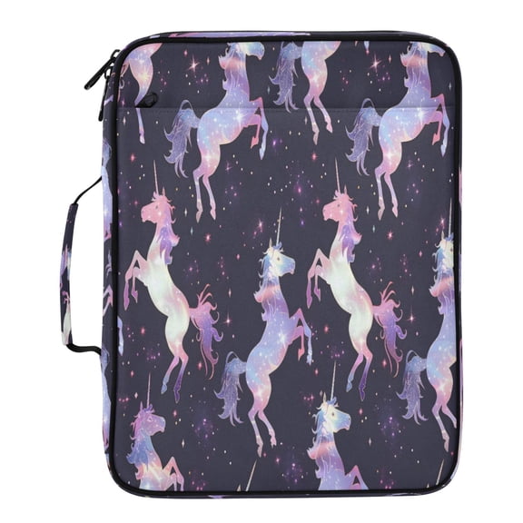 BZSMCE Neon Unicorn Pattern Pattern Water-Resistant Filing Folder Binder Organizer Keeper 1.2 Inch 3-Ring 7-Pocket Expanding File