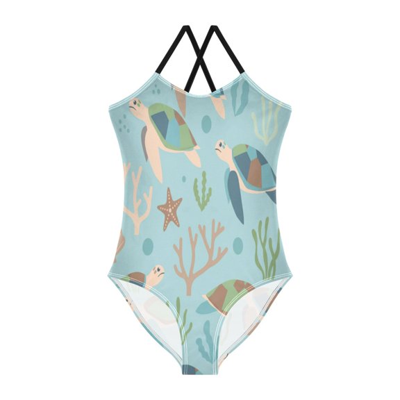 BZSMCE One-Piece Swimsuit with Crisscross StrapsBenthic Fauna 11 Pattern