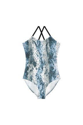 BZSMCE One-Piece Swimsuit with Crisscross StrapsBlue Python Pattern