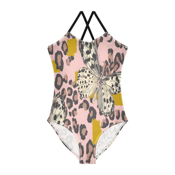BZSMCE One-Piece Swimsuit with Crisscross StrapsButterfly Pattern
