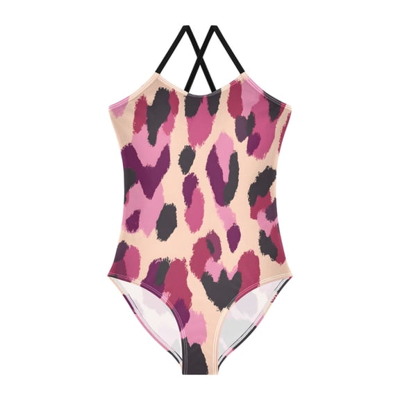 BZSMCE One-Piece Swimsuit with Crisscross StrapsCute Leopard Print Pattern