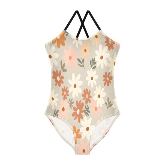 BZSMCE One-Piece Swimsuit with Crisscross StrapsFlower Pattern