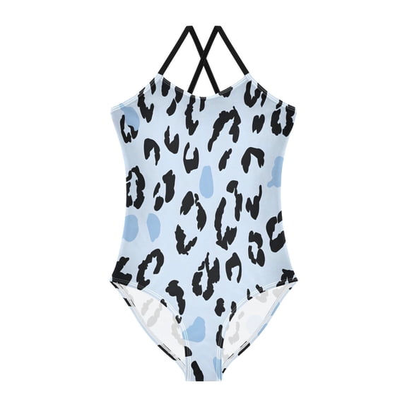 BZSMCE One-Piece Swimsuit with Crisscross StrapsLeopard Print Blue Pattern
