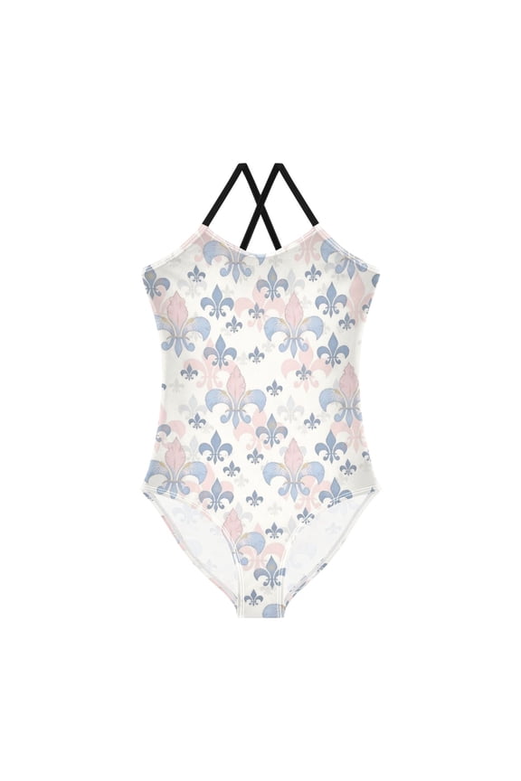 BZSMCE One-Piece Swimsuit with Crisscross StrapsPastel Fleur Pattern