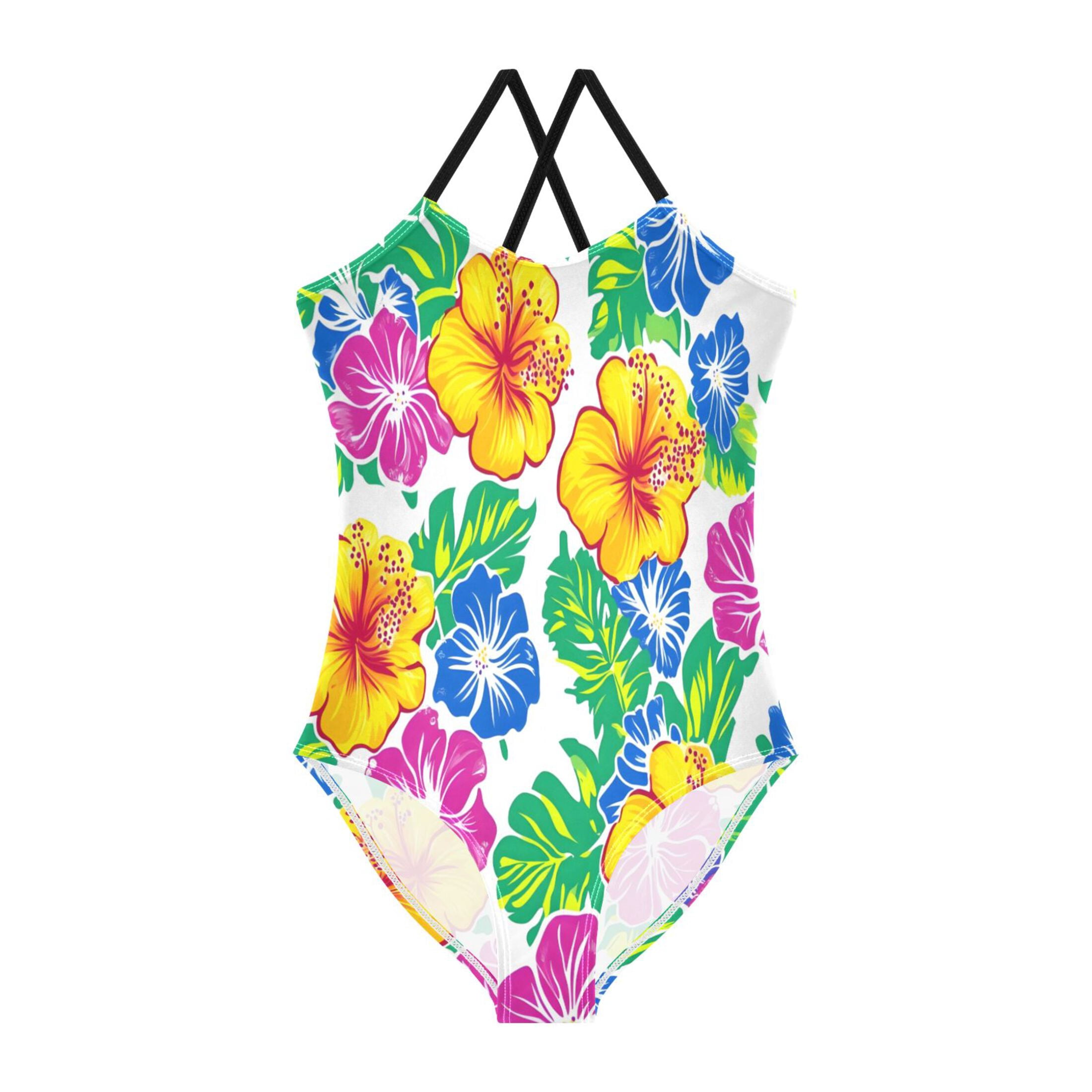 BZSMCE One-Piece Swimsuit with Crisscross StrapsPink Yellow Blue ...