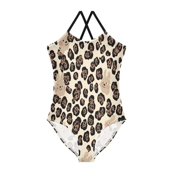 BZSMCE One-Piece Swimsuit with Crisscross StrapsRabbit Leopard Print Pattern