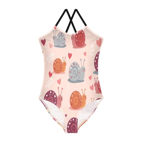 BZSMCE One-Piece Swimsuit with Crisscross StrapsSnail and starfish Pattern