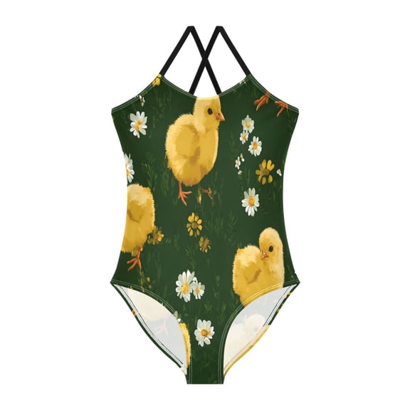 BZSMCE One-Piece Swimsuit with Crisscross Strapschicken Pattern