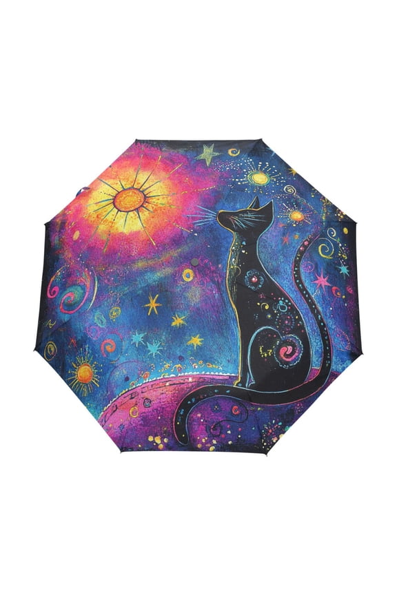 One-Touch Auto Open Close Rain Umbrella With Creative Astral Observer Pattern