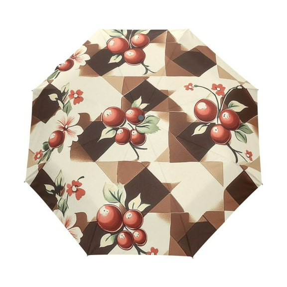 BZSMCE One-Touch Auto Open Close Rain Umbrella With Creative Berry Blossom Medley Pattern