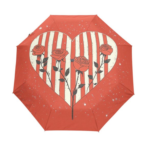 BZSMCE One-Touch Auto Open Close Rain Umbrella With Creative Berry Good Time Pattern