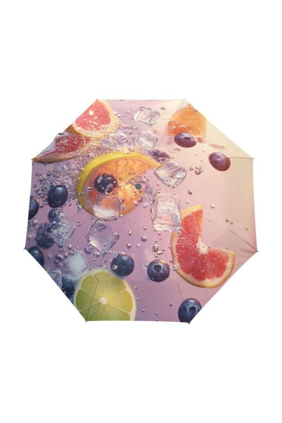 One-Touch Auto Open Close Rain Umbrella With Creative Blueberry Burst Pattern
