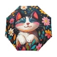 thumbnail image 1 of BZSMCE One-Touch Auto Open Close Rain Umbrella With Creative Colorful Cat Surrounded by Flowers Pattern, 1 of 7