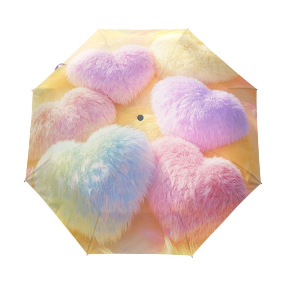 BZSMCE One-Touch Auto Open Close Rain Umbrella With Creative Colorful Heart Pillows Pattern
