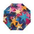 thumbnail image 1 of BZSMCE One-Touch Auto Open Close Rain Umbrella With Creative Colorful Starburstes Pattern, 1 of 7