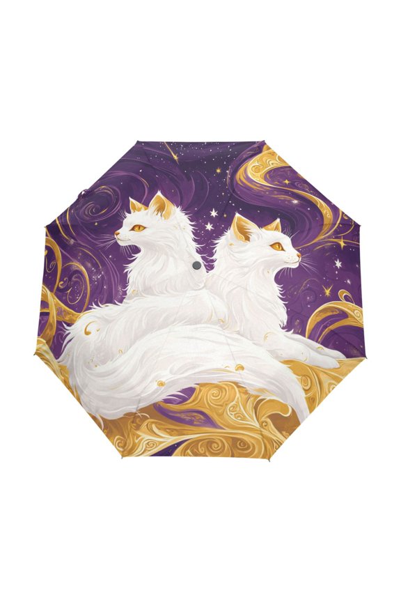 One-Touch Auto Open Close Rain Umbrella With Creative Dance Of The Foxes Pattern